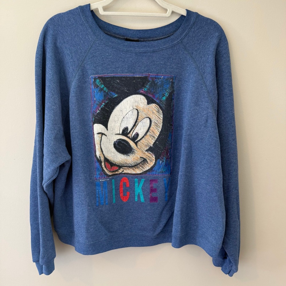 Vintage Mickey Unlimited‎ Jerry Leigh Blue Graphic Sweatshirt Tultex Large USA